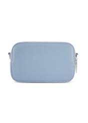 Modrá malá dámska kabelka TOREC-1172-7C(W26) - pohľad na produkt zozadu, na bielom pozadí.