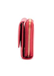 Červená dámska kožená peňaženka PORES-0818RFID-42(Z25), pohľad na produkt zboku na bielom pozadí.