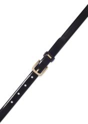 Čierny kožený dámsky opasok PASDS-0300-9F(Z26), pohľad na produkt zhora na bielom pozadí.