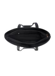 Čierna dámska nákupná taška TOREC-1208-9I(W26), pohľad na produkt zvnútra na bielom pozadí.