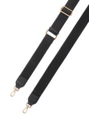 Malá čierna dámska kabelka TOREC-1174-99(W26), pohľad na produkt s popruhom na bielom pozadí.