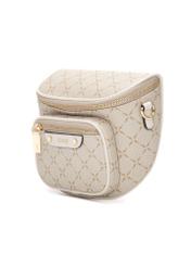 Dámska ľadvinka v krémovej farbe s monogramom TOREC-1157-0P(W26) - diagonálny pohľad na produkt, na bielom podklade.