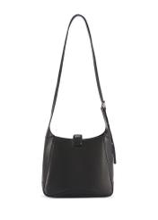 Čierna kožená kabelka cez rameno TORES-1211-9I(W26) - pohľad na produkt zozadu, na bielom pozadí.