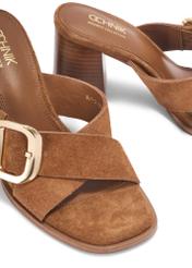 Dámske semišové šľapky na podpätku BUTYD-1228-1D(W26)