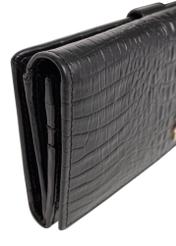 Schwarze Damen-Geldbörse aus Leder PORES-0909-9G(Z26), Detailaufnahme des Produkts auf weißem Hintergrund.