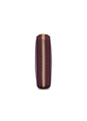 Dámska prešívaná kožená peňaženka v bordovej farbe PORES-1009-4D(Z26), bočný pohľad na produkt na bielom pozadí.