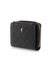Malá čierna dámska peňaženka s monogramom POREC-0349A-9P(Z26) -diagonálny pohľad na produkt na bielom pozadí.