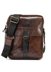 Pánska hnedá kožená taška TORMS-0104-1H(W26), pohľad spredu na bielom pozadí.