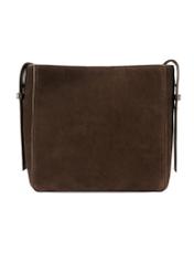 Dámska kožená kabelka hnedej farby TORES-1251-1I(W26) - pohľad na produkt zozadu, na bielom podklade.