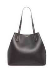 Hnedá dámska nákupná kabelka TOREC-1235-1H(W26), pohľad spredu na bielom pozadí.