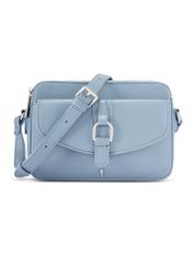 Modrá malá dámska kabelka TOREC-1175-7C(W26) - pohľad spredu na produkt, na bielom pozadí.