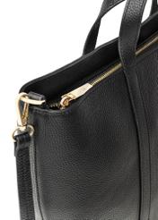 Čierna kožená nákupná taška TORES-1272-9I(W26), detail produktu na bielom pozadí.