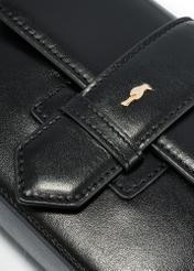 Čierna malá kožená kabelka TORES-1150-99(Z25), detail produktu na bielom pozadí.-02