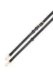 Čierna kožená nákupná kabelka TORES-1272-9I(W26), pohľad na popruh produktu na bielom pozadí.