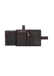 Pánska hnedá kožená peňaženka PORMS-0686-1I(W26), pohľad na produkt vo vnútri na bielom pozadí.