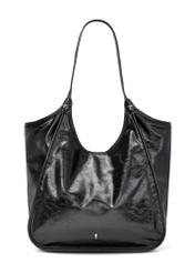 Čierna dámska nákupná kabelka TOREC-1122-9F(W26), pohľad spredu na bielom pozadí.