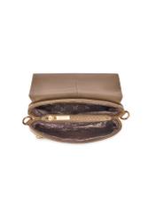 Dámska kožená kabelka tmavo béžovej farby TORES-0911F-1K(W26) - pohľad na produkt zhora, na bielom pozadí.