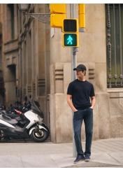 Námornícky modré pánske tričko s hodvábom TSHMT-0138-7E(W26)