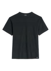 Pánske čierne rebrované tričko TSHMT-0142-99(W26), pohľad spredu na produkt na bielom pozadí.