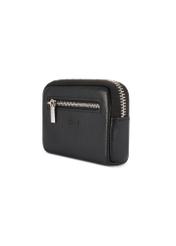 Čierna pánska kožená peňaženka PORMS-0689-9I(W26), diagonálny pohľad na produkt na bielom pozadí.