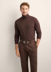 Pánsky vlnený rolák v tmavo hnedej farbe SWEMT-0198-1I(Z26)