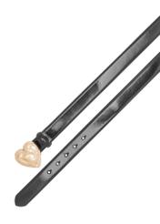 Kožený opasok so srdiečkovou prackou PASDS-0337-9F(Z26), pohľad zhora na produkt na bielom pozadí.