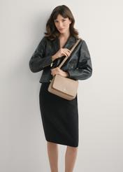 Beige Leder Damenhandtasche TORES-0911F-1B(W26)