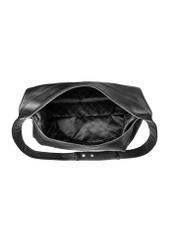 Čierna kožená veľká kabelka TORES-1239-99(W26), pohľad na produkt zhora na bielom pozadí.