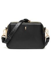 Čierna malá dámska kabelka TOREC-1126-99(W26), pohľad na produkt spredu na bielom pozadí.