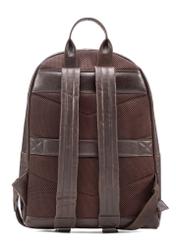 Pánsky kožený batoh tmavohnedého odtieňa TORMS-0458-89(Z25), pohľad na produkt zozadu na bielom pozadí.