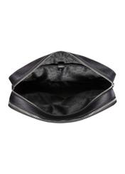 Čierna kožená taška na notebook TORES-1222-99-9I(W26) - pohľad zhora na produkt na bielom pozadí.