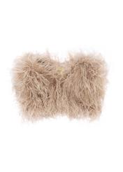 Béžový plášť z prírodných pier  SZADF-0036-1B(W26)