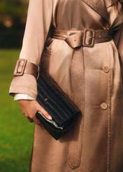 Čierna kožená dámska kabelka croco TORES-1234-9G(W26)