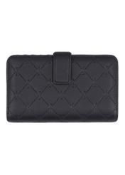 Čierna dámska peňaženka s monogramom POREC-0391A-9P(Z26), pohľad zozadu na produkt na bielom pozadí.