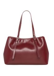 Veľká nákupná taška v bordovej farbe TOREC-1381-4C(Z26), pohľad na produkt zozadu na bielom pozadí.