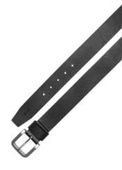Čierny kožený dámsky opasok PASDS-0312A-99(Z25), pohľad na produkt zhora na bielom pozadí.