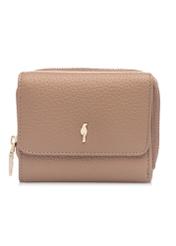 Malá ružová kožená dámska peňaženka PORES-0802H-5D(W26), pohľad spredu na bielom pozadí.