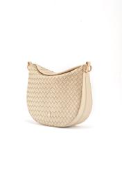 Krémová pletená kožená crossbody kabelka TORES-1109-12 (W25)-02