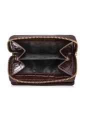 Dámska hnedá peňaženka z krokodílej kože PORES-0888-1H(W26), pohľad na produkt vo vnútri na bielom pozadí.