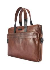 Hnedá kožená pánska taška TORMS-0488-1H(W26) - pohľad na produkt mierne diagonálny, na bielom podklade.