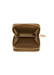 Malá béžová dámska peňaženka s monogramom POREC-0349A-81(Z25), pohľad na produkt zhora na bielom pozadí.