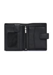 Pánska kožená peňaženka v čiernej farbe PORMS-0630A-9I(W26), pohľad na produkt vo vnútri na bielom pozadí.