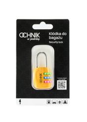 Žltý kombinovaný zámok AW-015-0001-21(W25), pohľad spredu na produkt v balení na bielom pozadí.