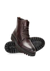 Pánske hnedé kožené členkové čižmy BUTYM-0507-89(Z25)