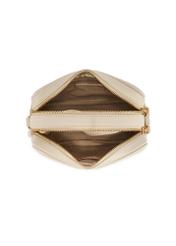 Dámska kabelka strednej veľkosti krémovej farby TOREC-1121-0B(W26), pohľad zhora na produkt na bielom pozadí.