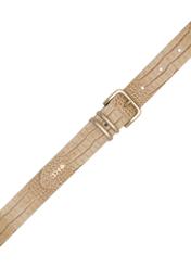 Dámsky kožený opasok béžovej farby PASDS-0341-1A(W26), pohľad zhora na bielom pozadí.