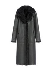 Dámsky Čierny obojstranný kabát z ovčej kože KOZDS-0091-1395(Z25)