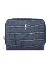Dámska tmavomodrá peňaženka s krokodílím vzorom PORES-0888-7D(W26), pohľad spredu na bielom pozadí.