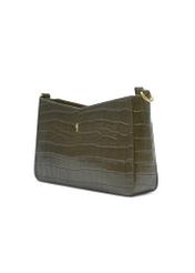 Kožená khaki kabelka v krokodílej farbe TORES-1326-8D(Z26), diagonálny pohľad na produkt na svetlom pozadí.