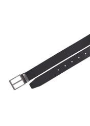 Pánsky čierny kožený opasok PASMS-0289-99(Z26), pohľad zhora na produkt na bielom pozadí.